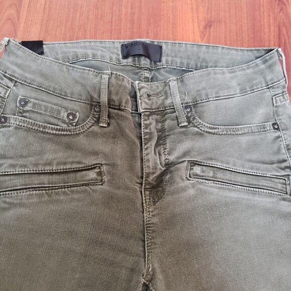 VINCE MULTI POCKET ZIP FRONT GREEN SKINNY JEANS SIZE 27 - Picture 3 of 6
